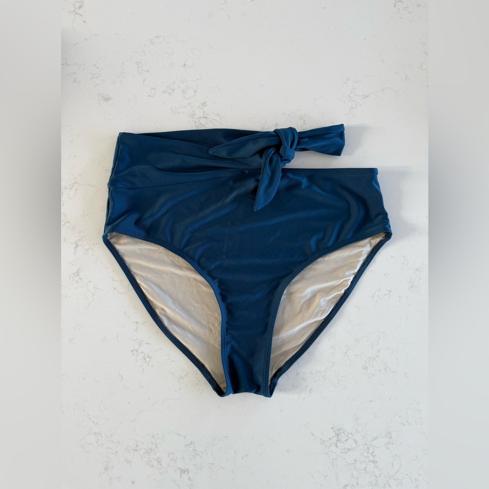 Nani Swimwear Navy High-waisted Side Tie Swim Bottoms Size Medium SPF 50